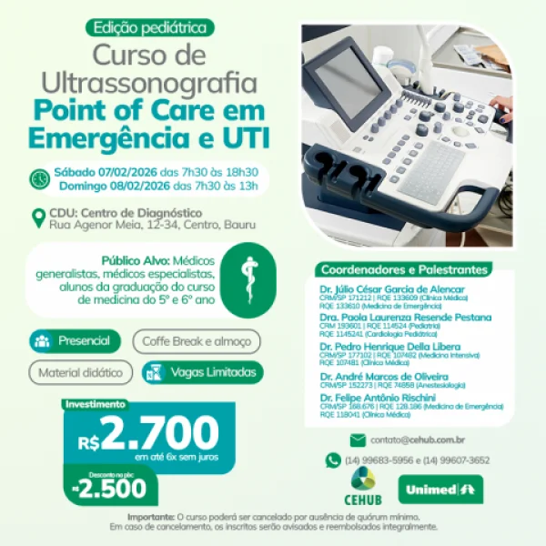 CURSO DE ULTRASSONOGRAFIA POINT OF CARE EM EMERGNCIA E UTI - EDIO PEDITRICA - 2026